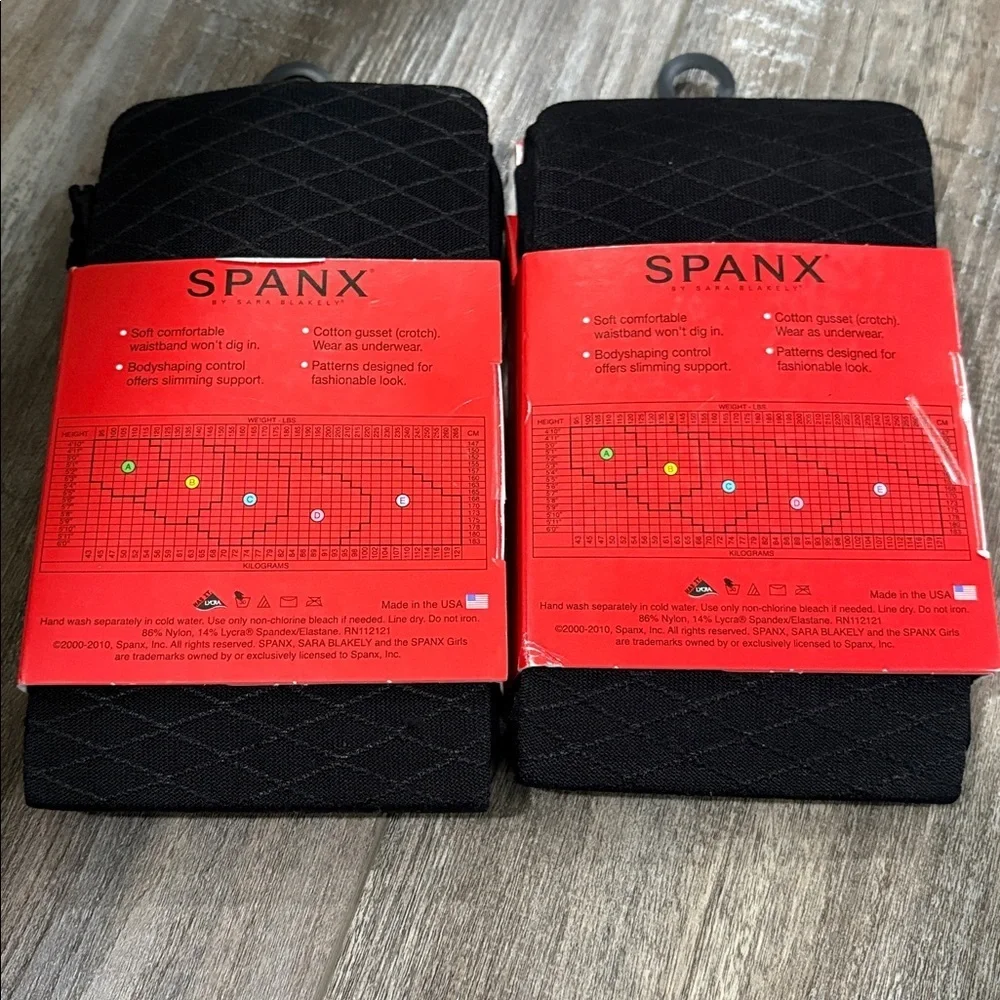 NWT Spanx Patterned Black Tights Diamond size B lot of 2